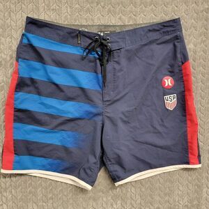 Hurley Phantom Board Shorts Mens 34 Blue USA Olympic Team‎ Swim Trunks Stretch